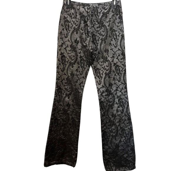 Signe Paris Pants - Signe Paris Y2K Whimsigoth Grunge Vintage Flare Texture Womens Pants Silver sz 2